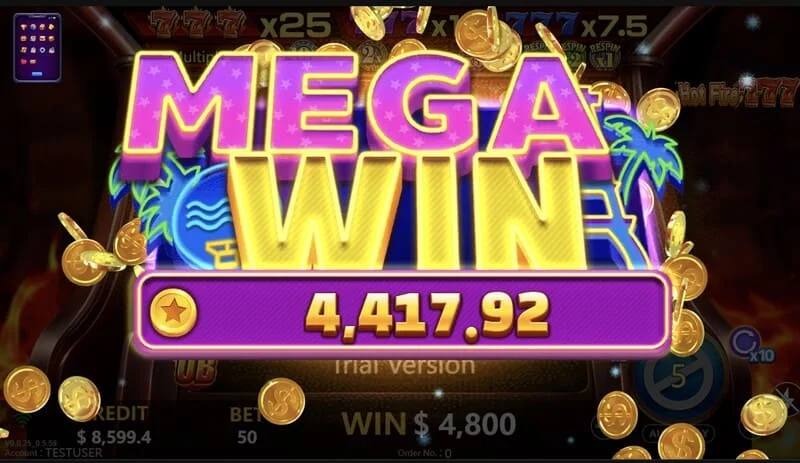 Hot Fire 777 - kemenangan besar pada Prize Line